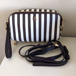 Henri Bendel Leather Brown & White Striped Purse/Clutch